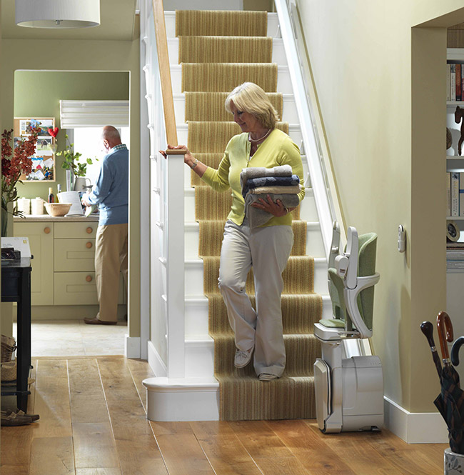 folding stairlift on staircase